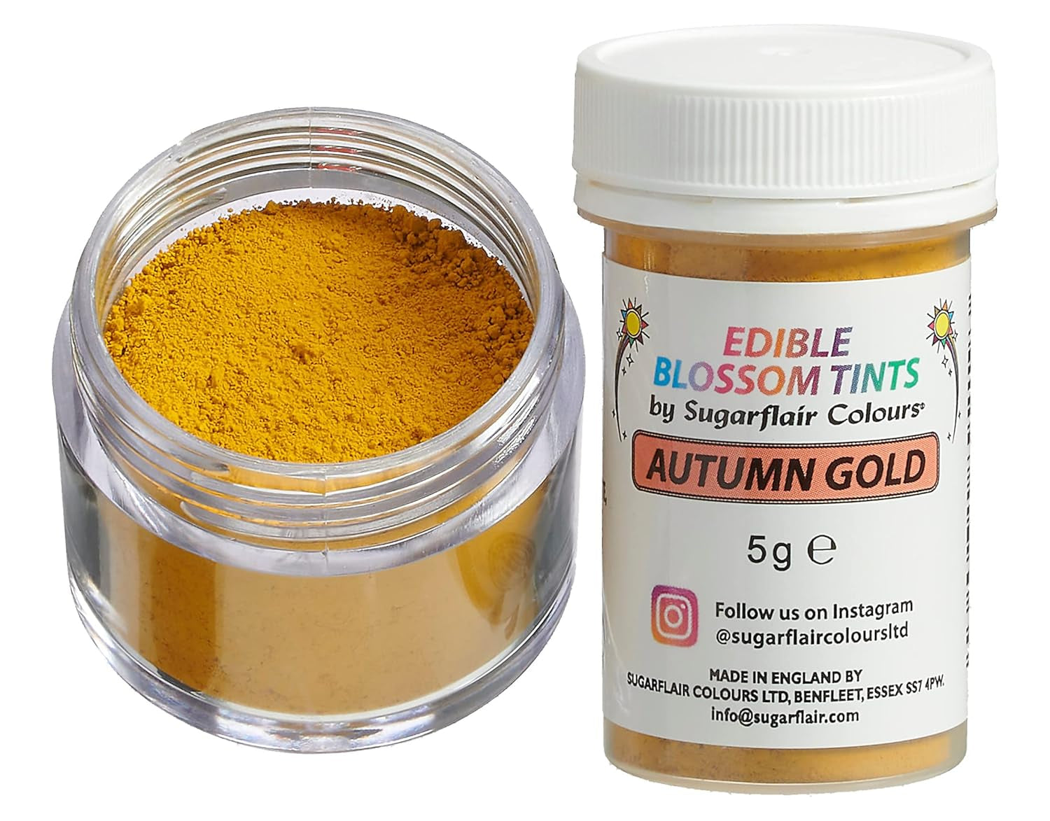 Sugarflair Blossom Tint Dust Autumn Gold Colorant Alimentaire en Poudre - Colorant Alimentaire en Poudre pour décorations de gâteaux, Fondant, glaçage, Chocolat, crème au Beurre, macarons et Plus - 5G