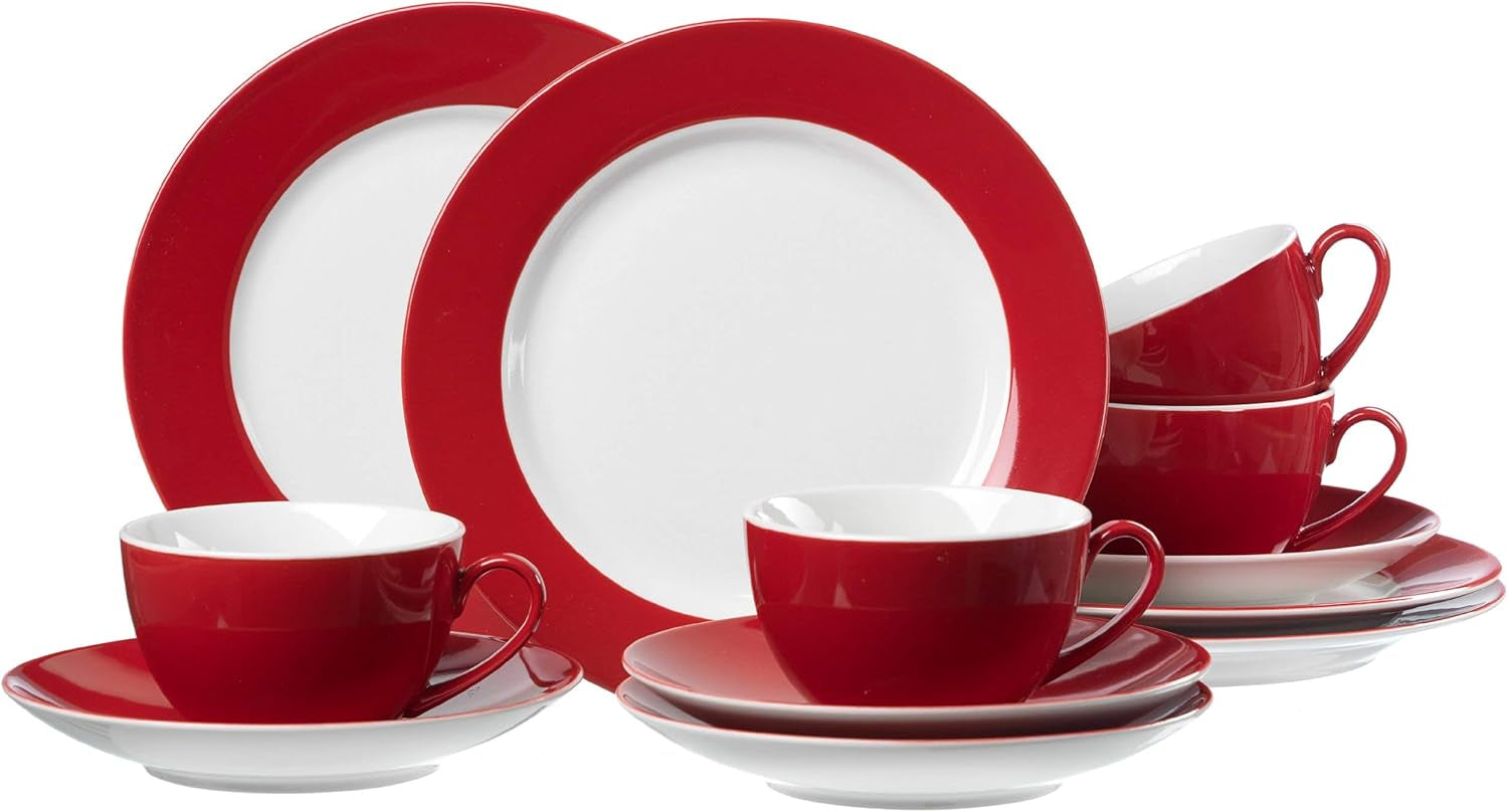 Ritzenhoff & Breker Doppio Service à Café, 12 Pièces, Porcelaine, Rouge