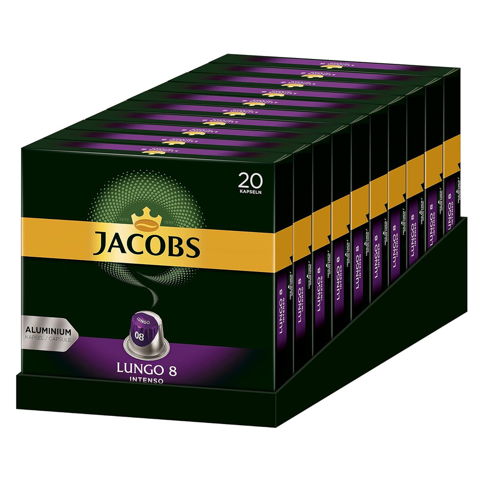 Capsules de café Lungo Intenso, intensité 8 sur 12, 10 x 20 tasses & Capsules de café Lungo Classico, intensité 6 sur 12, 20 capsules compatibles Nespresso®*, 10 x 20 tasses