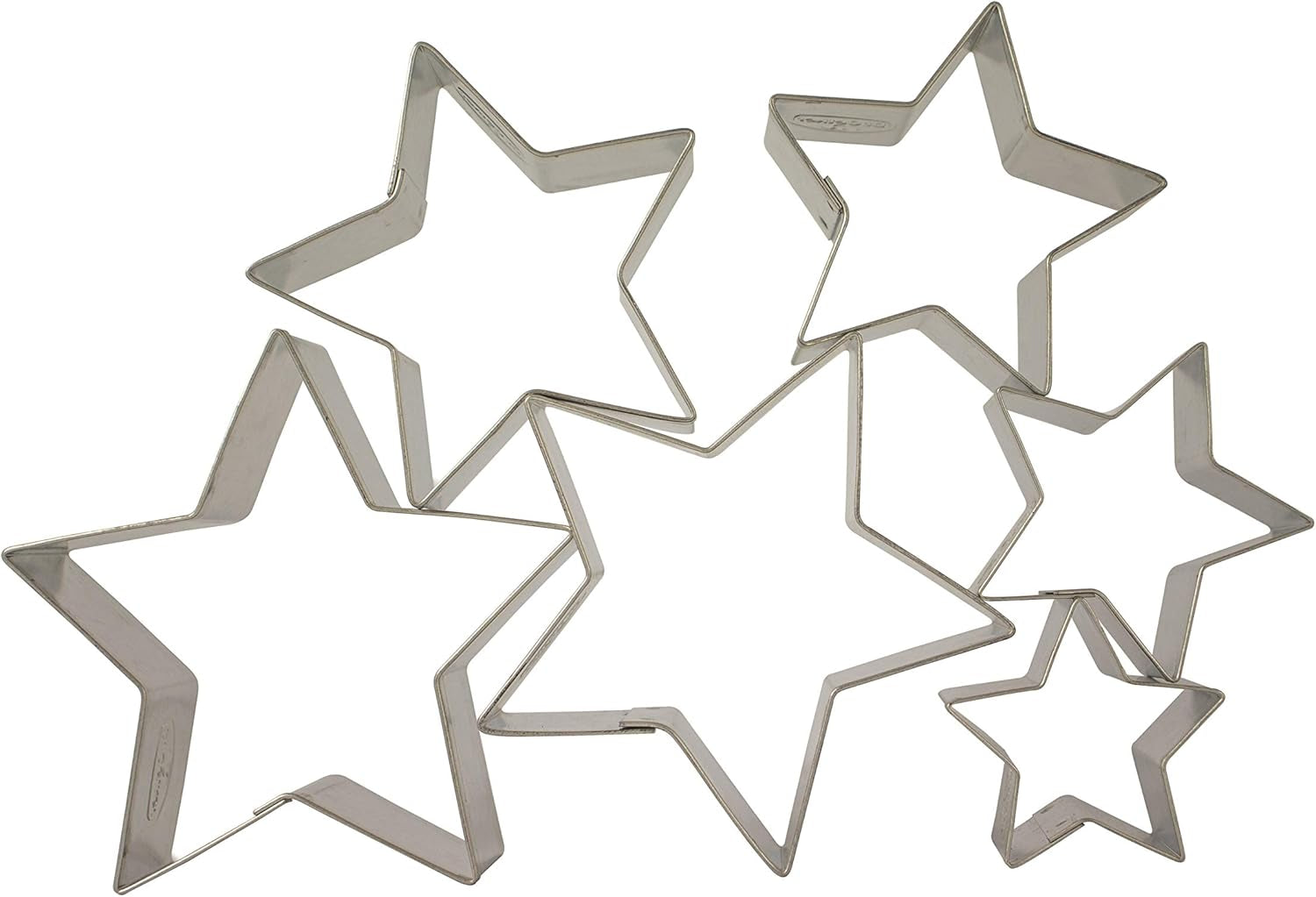 Dr. Oetker Lot de 6 emporte-pièces en forme d'étoile, emporte-pièces de Noël, emporte-pièces et emporte-pièces pour terrasse, motifs de différentes tailles, quantité : 1 x 6 pièces.