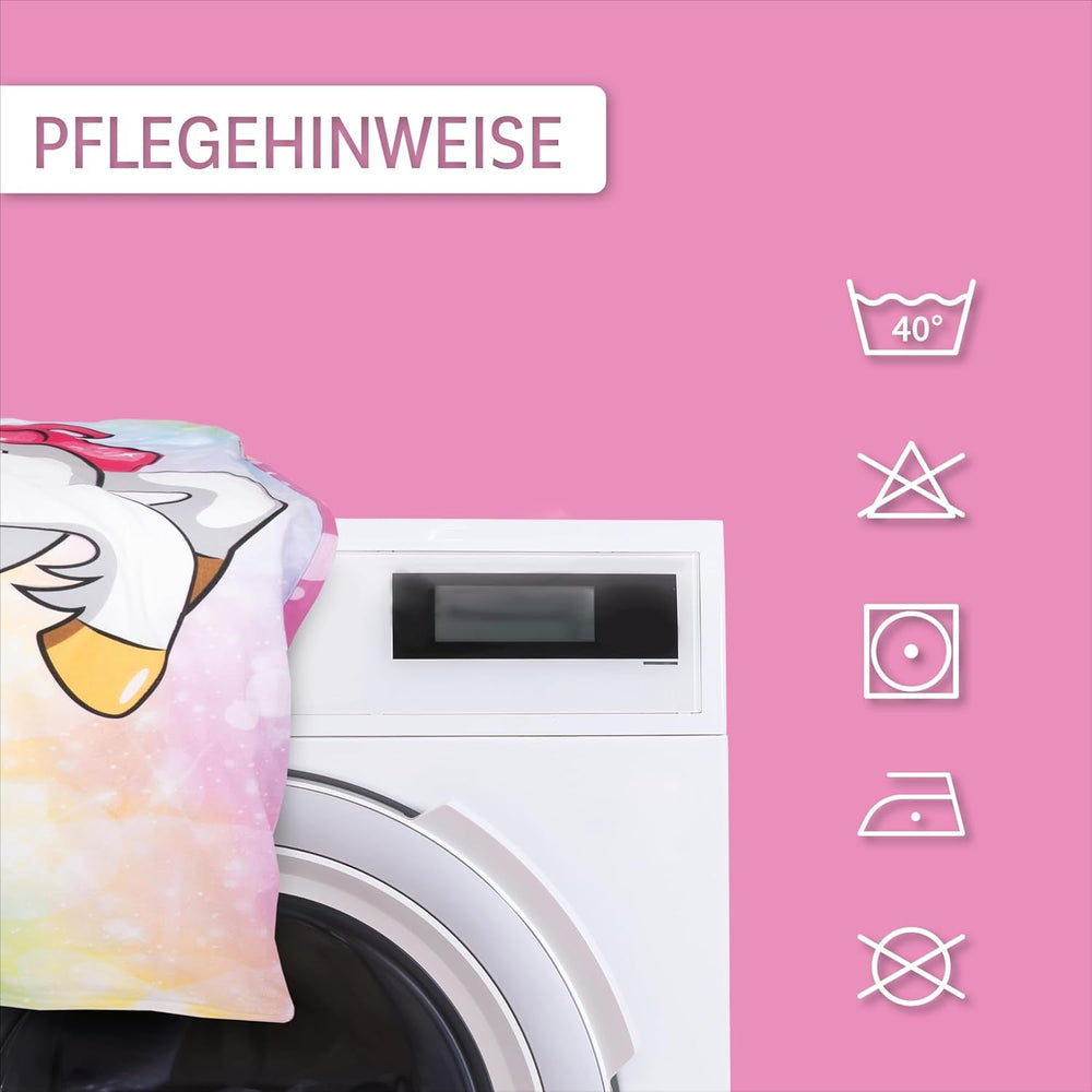 Linge de lit fille, Licorne, 100 x 135 cm et 40 x 60 cm, en coton Linge de lit - enfant Naty Shop