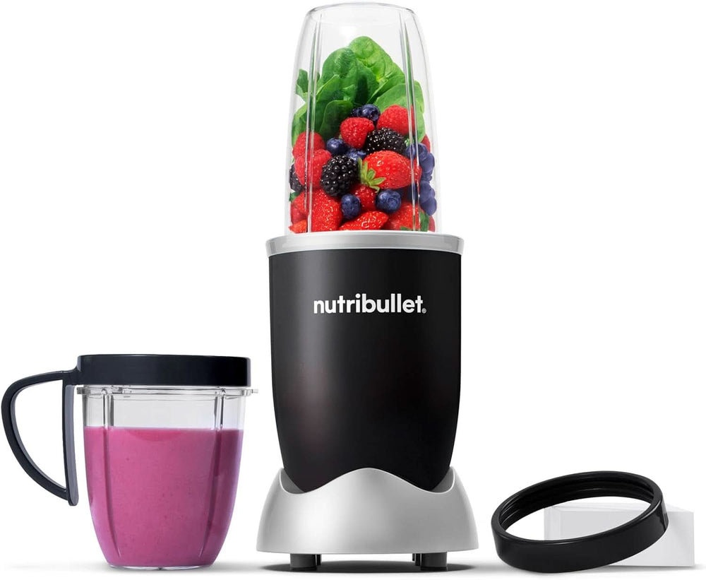 Nutribullet Original, mixeur électrique, mélangeur à smoothie, mixeur à smoothie, machine à smoothie, 600 W, simple et rapide dans l'alimentation, compact, léger pour les repas, NB603DG Kitchen Naty Shop Schwarz Verpackung mit Zubehör