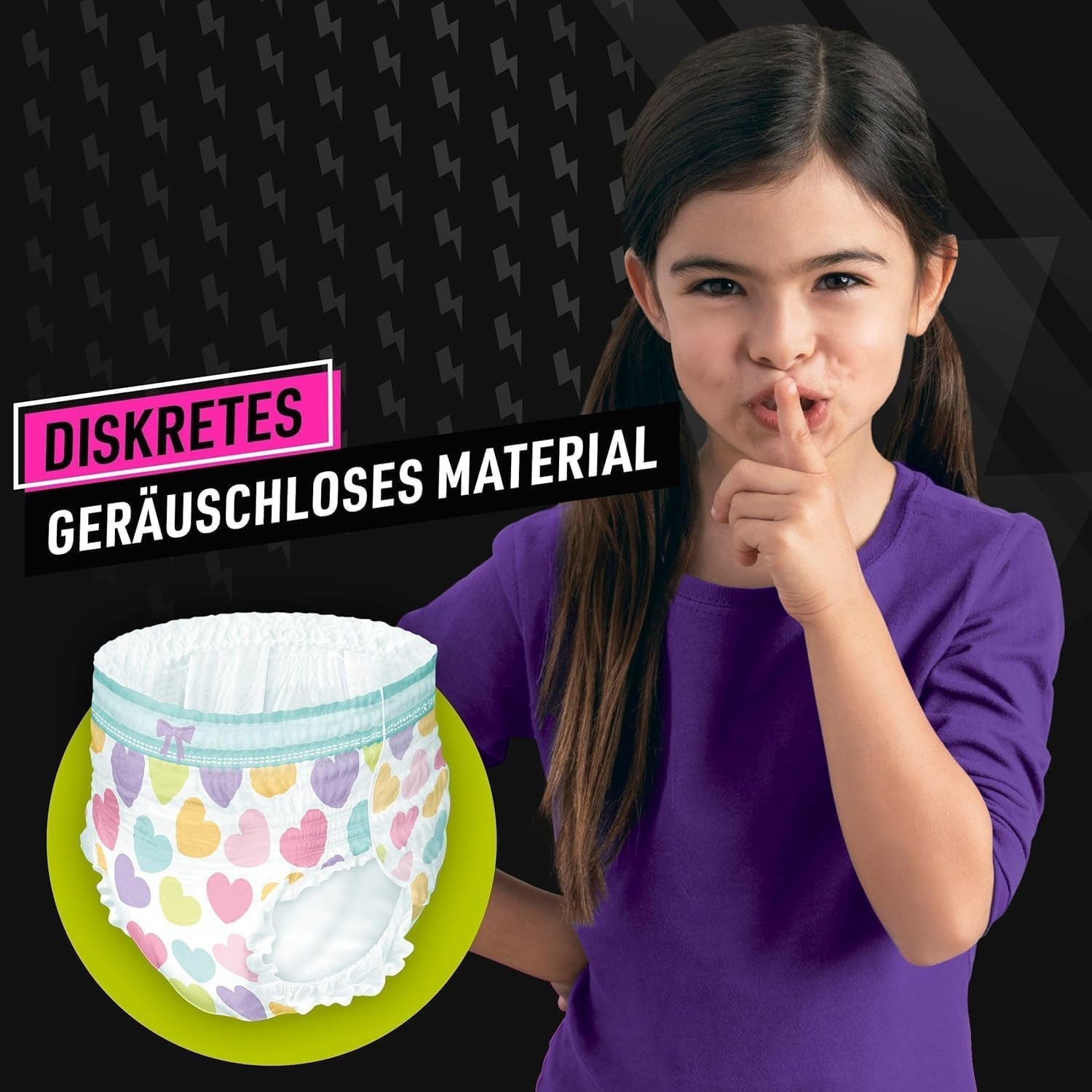 Pantalon de pyjama Hearts, sous-vêtement absorbant 9 nuits, 8 ans, 27kg-43kg, Protection contre les fuites toute la nuit