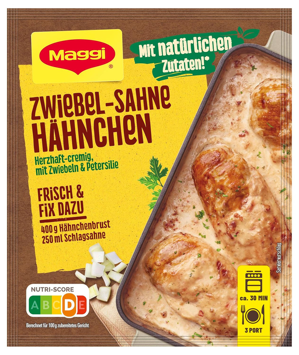 MAGGI Fix für Zwiebel-Sahne Hähnchen, Würzmischung, avec ingrédient naturel*, pour 3 portions, 1er paquet (1 x 26g)