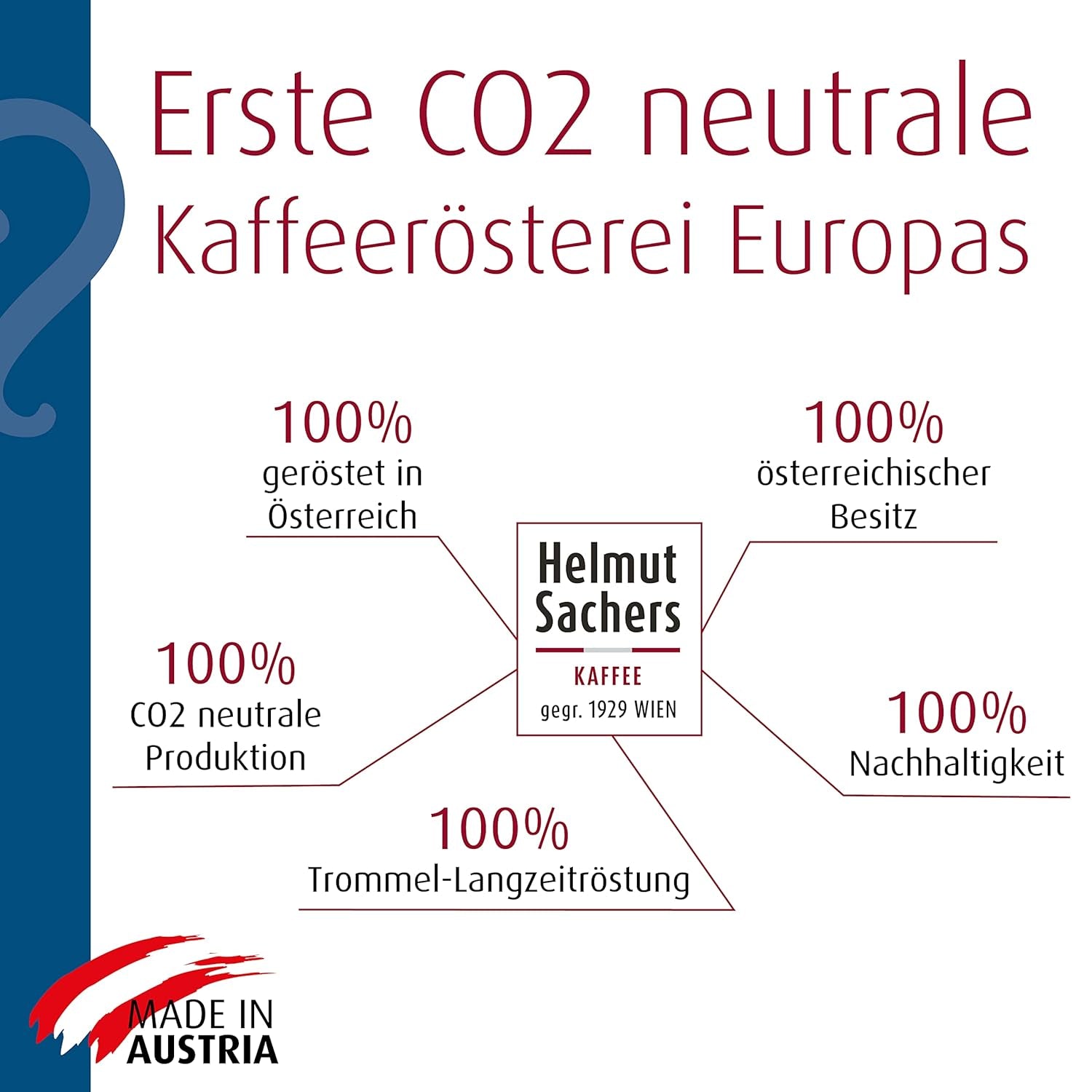 Helmut Sachers Kaffee - Mélange viennois, force 3/5, 100 % Arabica, grains de café entiers, 6 X 500G Naty Shop