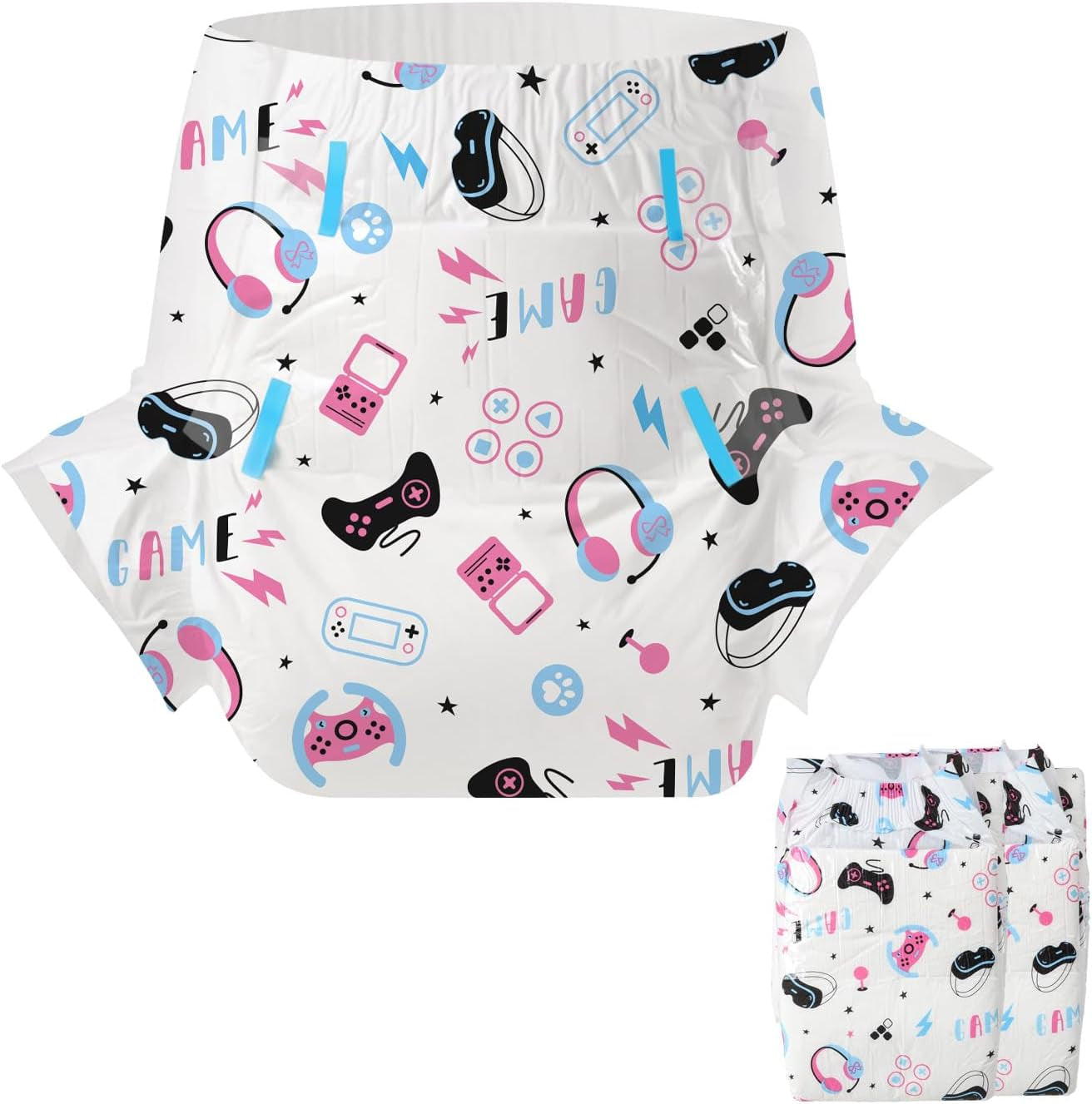 CutiePlusU Lot de 2 couches jetables pour incontinence avec rabats pour femmes et hommes, absorption maximale pendant la nuit – Petit Prince (moyen 71-96 cm)