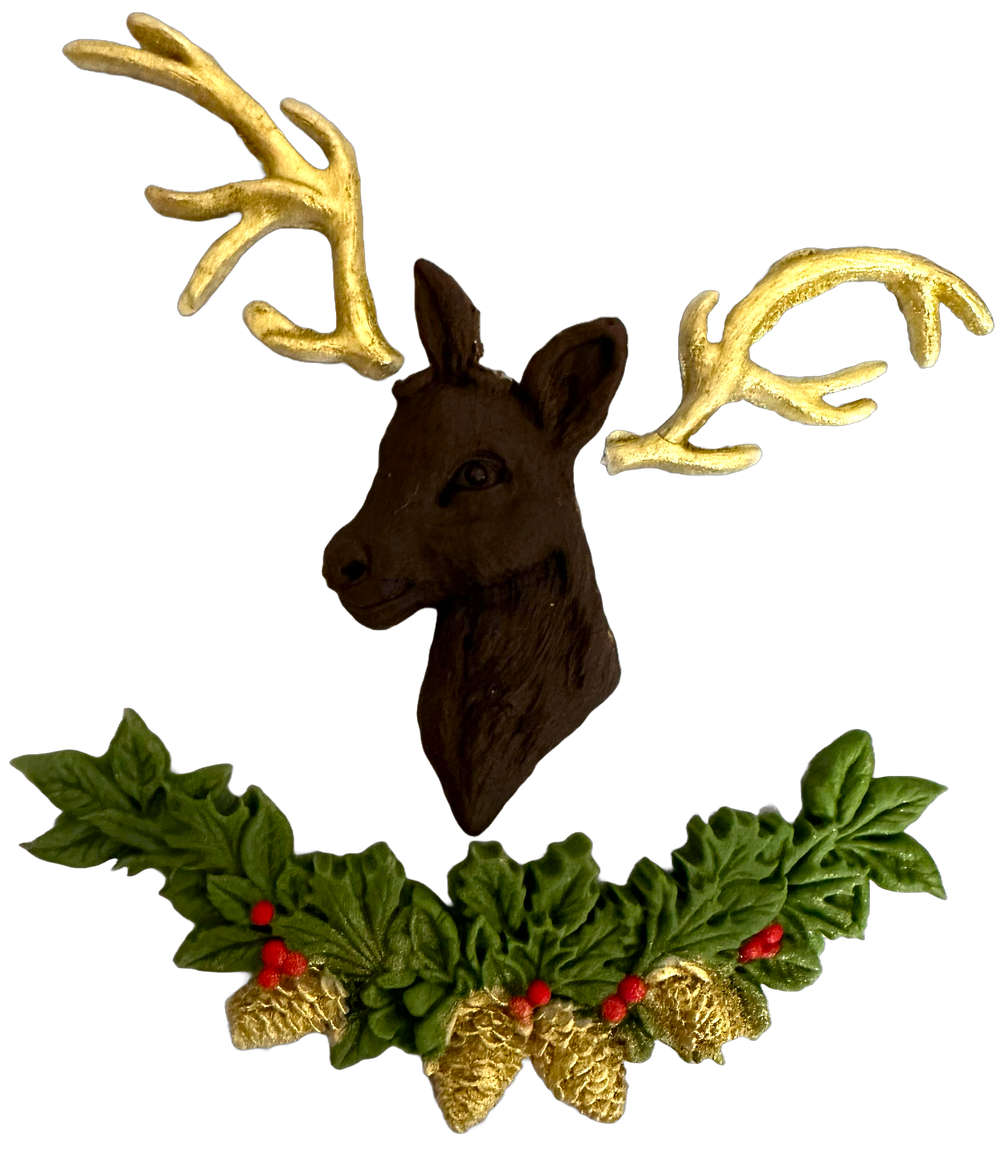 Lot de 4 décorations comestibles en sucre, Décorations en Pâte à Sucre Cerbe Nati Shop