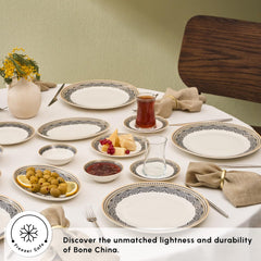 Karaca Globe - Ensemble de vaisselle et de vaisselle pour 6 personnes avec tasses, ensemble de vaisselle en porcelaine à 26 pièces avec tasse à thé, sous-tasse, service et plateau de table - Blanc