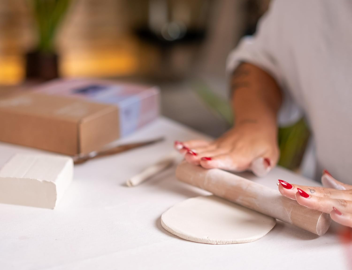 Jovi - Rouleau en bois, outil de modelage idéal pour l'argile séchée à l'air libre, 1 pièce (27RP)