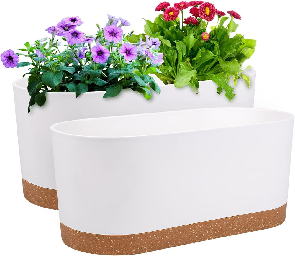 Lot de 2 pots de fleurs de 12,7 cm, pots de fleurs d'intérieur avec trous de drainage et base amovible, soucoupes décoratives modernes pour jardinières d'extérieur (blanc 12,7 cm)