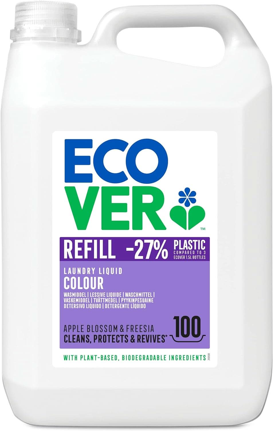 Lessive Ecover Color Fleur de Pommier & Freesia, Lessive liquide aux ingrédients végétaux pour préserver et protéger les vêtements Naty Shop 5 litres
