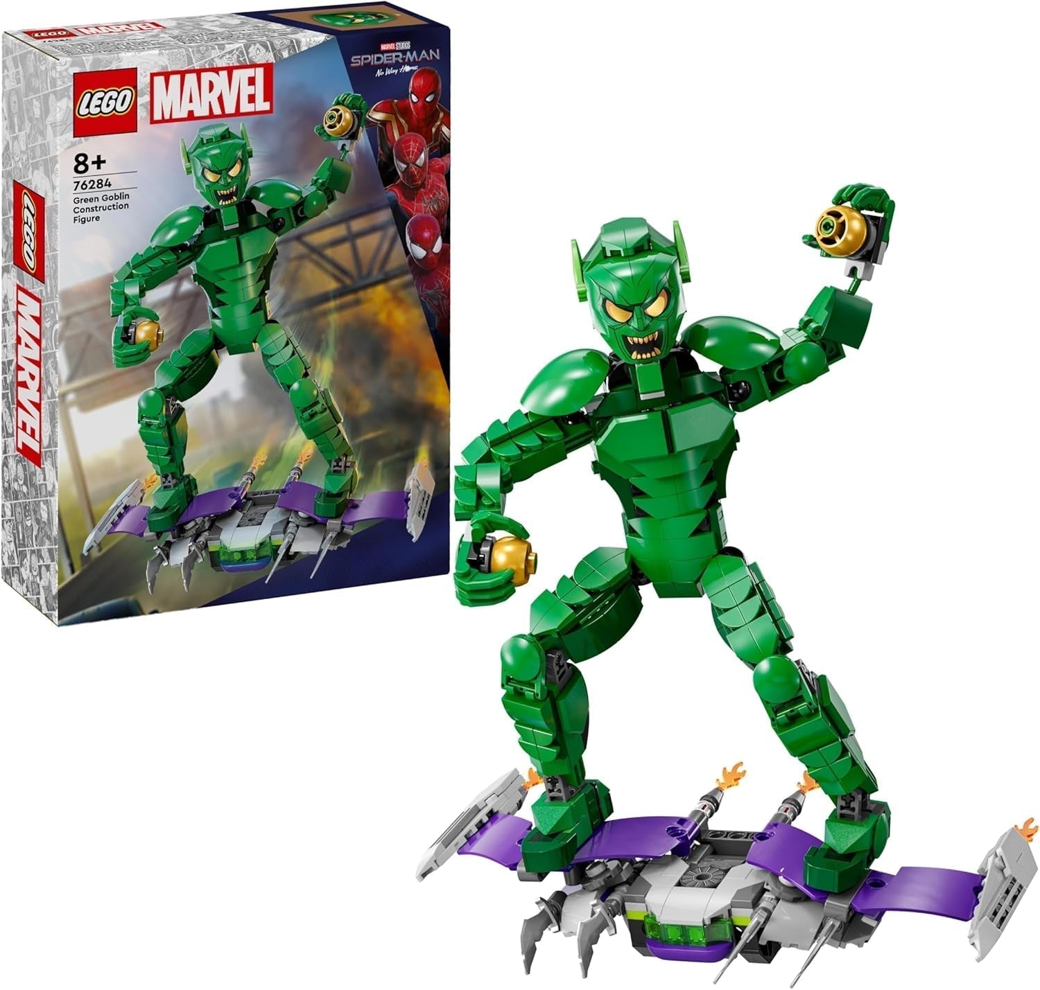Figurine de construction LEGO Marvel Green Goblin, jouet de construction mobile super méchant pour enfants de 8 ans et plus, garçons et filles, ensemble de l'univers Spider-Man avec curseurs et bombes citrouilles, idée cadeau de super-héros 76284 Ensembles de construction Besuche den LEGO-Store Default Title