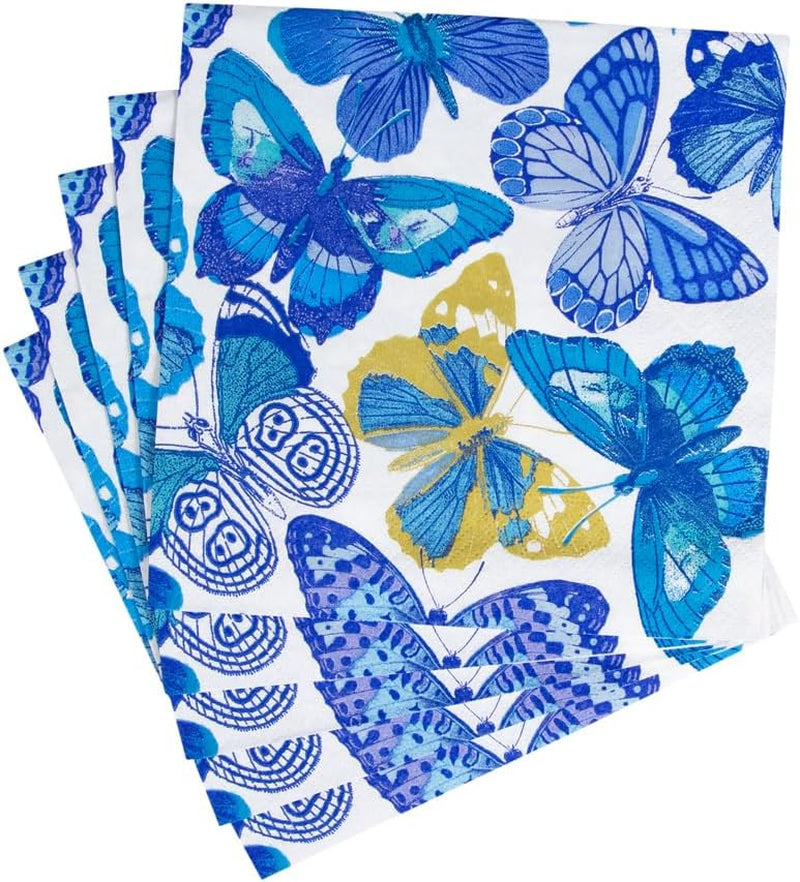 Serviettes papillon, bleues, 20 pièces par paquet