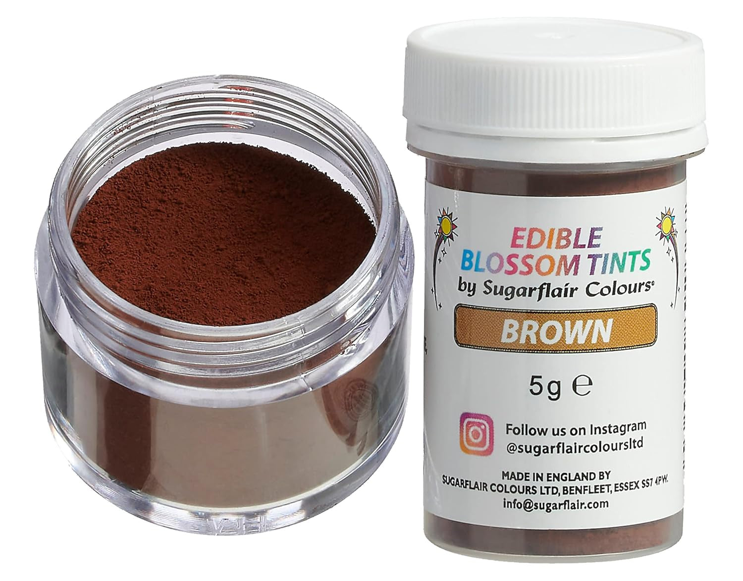 Sugarflair Blossom Tint Dust Brown - Colorant alimentaire en poudre pour décorations de gâteaux, fondants, glaçages, chocolat, crème au beurre, macarons et plus - 5G