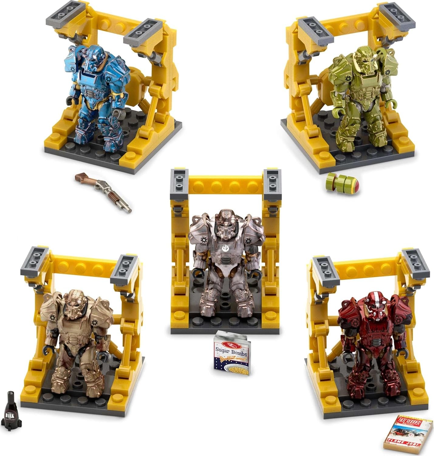 Modèle de figurine d'action MEGA Fallout, collection T-60 Power Armor avec 327 pièces, 5 figurines d'action et accessoires, pour les amateurs