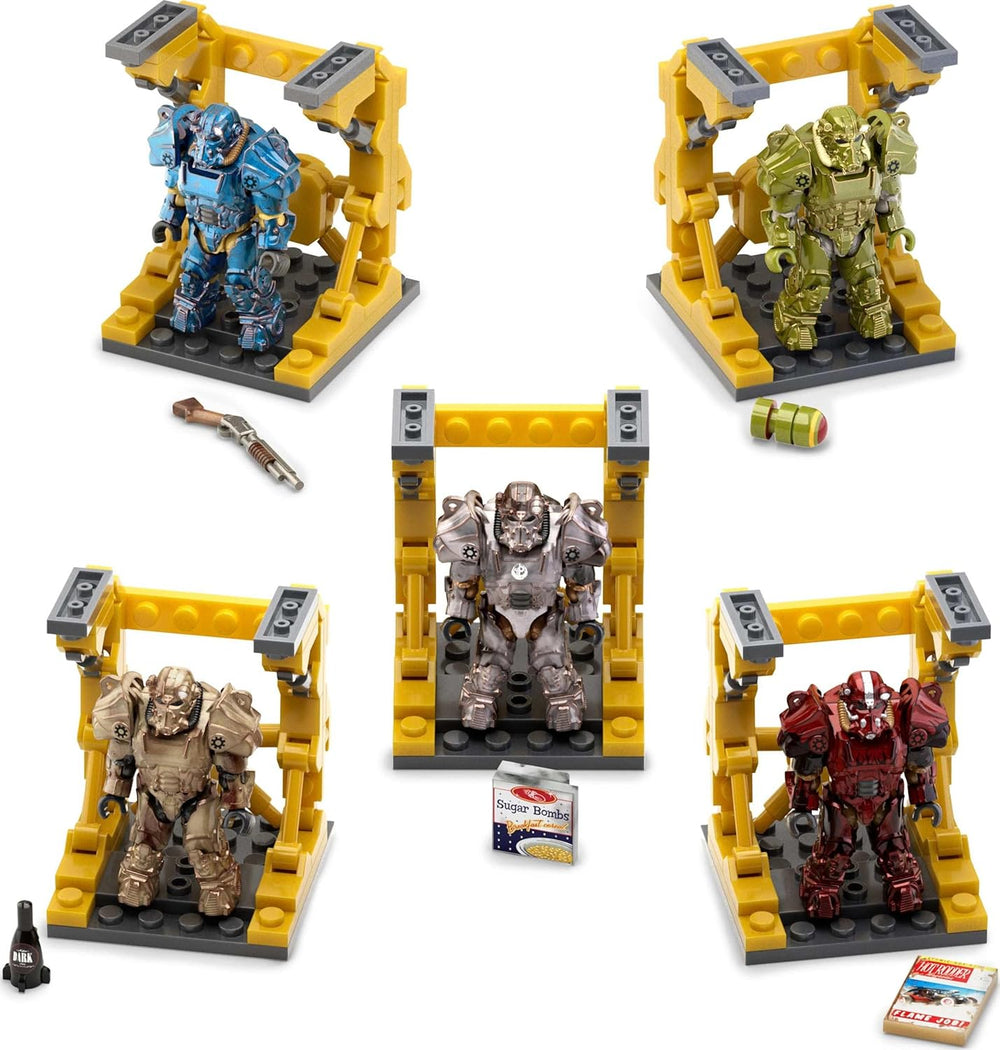Modèle de figurine d'action MEGA Fallout, collection T-60 Power Armor avec 327 pièces, 5 figurines d'action et accessoires, pour les amateurs