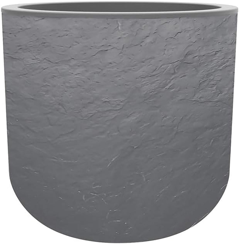 Pot rond, 40 cm, Volcania'Up 32,5 l, aspect pierre, simple paroi, espace réservoir d'eau, Ø 38,5 x H. 36,8 cm, gris anthracite