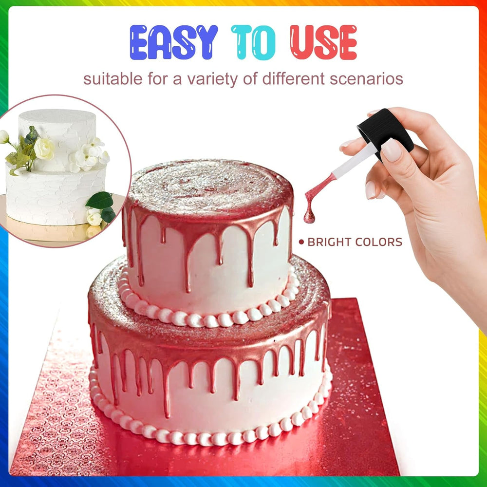 Paillettes liquides comestibles - 7 couleurs de paillettes comestibles arc-en-ciel pour la décoration de gâteaux, boissons, pâtisserie, muffins - Poudre de paillettes comestibles liquides comestibles pour cocktails, fondants, gâteaux