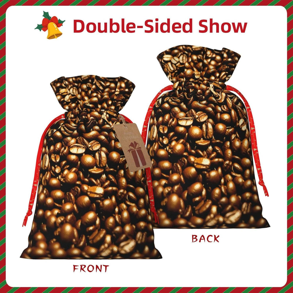 Lustige geröstete Kaffeebohnen, Weihnachtsbeutel mit Kordelzug, robuste, 21,1 x 30 cm, geeignet für Partygeschenke und Geschenkverpackung, 1 Stück
