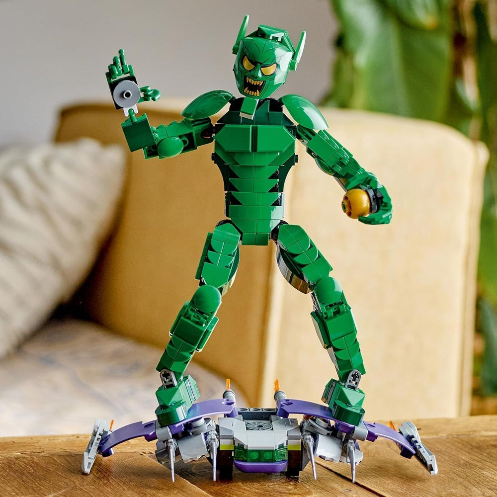 Figurine de construction LEGO Marvel Green Goblin, jouet de construction mobile super méchant pour enfants de 8 ans et plus, garçons et filles, ensemble de l'univers Spider-Man avec curseurs et bombes citrouilles, idée cadeau de super-héros 76284 Jeux de construction Besuche den LEGO-Store