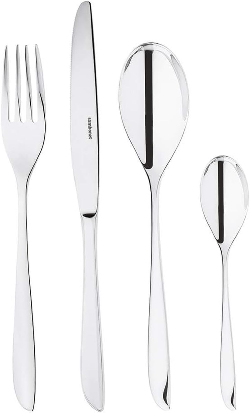 Sambonet 52163-81 Leaf - Ménagère Monobloc Inox 18/10 Naty Shop Set 6 Personnes - 24 Pièces