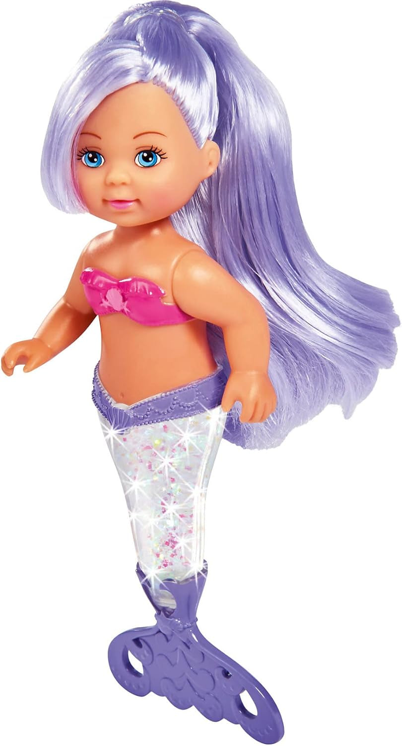 Simba 105733482 - Evi Love Glitter Mermaid, Puppe als Meerjungfrau mit Schwanzflosse, die beim Schütteln glitzert, Es Wird nur EIN Artikel geliefert