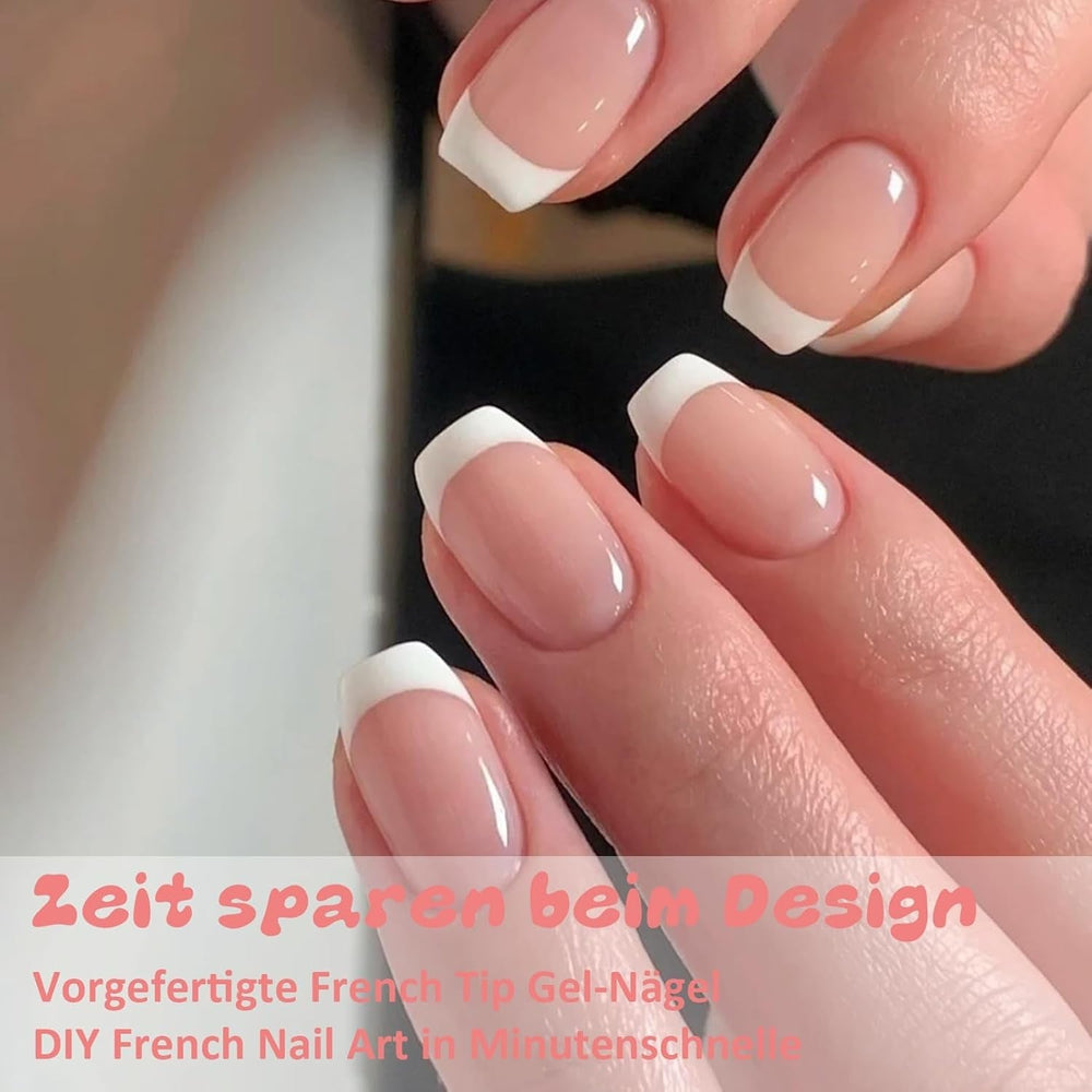 240 Stück Falsche Nägel Tips Set - Französisch Falsche Nägel Zum Aufkleben - Künstliche Nägel Medium Quadrat Ballerina Nail Art Manucure Faux Ongles Für Damen Und Frauen (French Medium Ballerina)