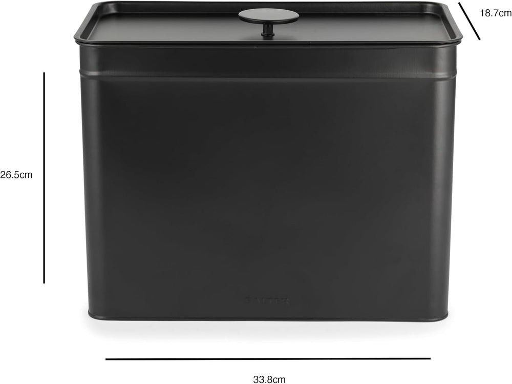 Salter BW12614EU7 Kuro Boîte de Rangement - 4 Récipients de Cuisine Pain/Thé/Café/Sucre Boîtes de Rangement Carrées Facile à Nettoyer Garder Les Aliments Frais Noir Boîtes de Rangement des Aliments Naty Shop