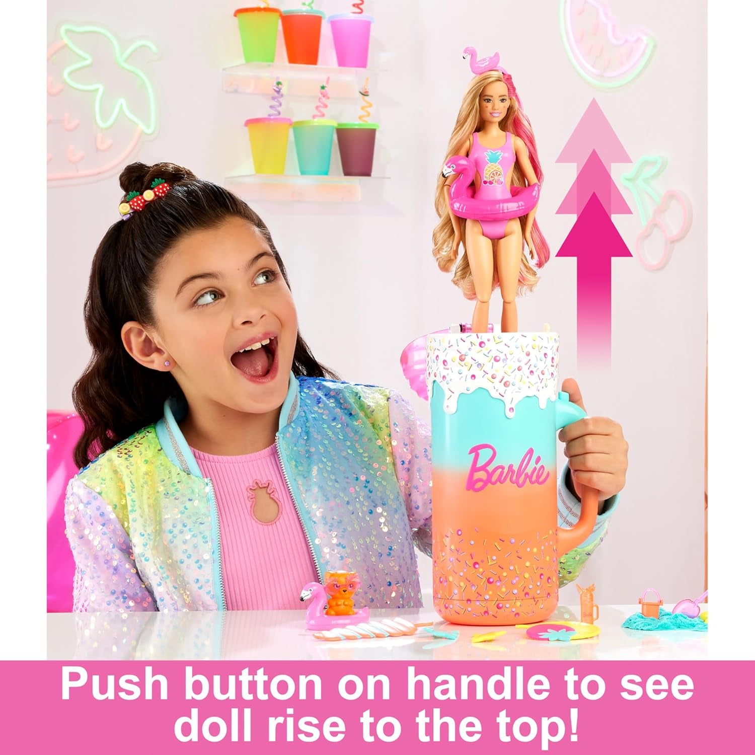 BARBIE Pop Reveal Rise & Surprise Geschenkset - über 15 Überraschungen, inklusive 1 Barbie-Puppe, Strandzubehör, für fruchtig-frechen Spielspaß, für Kinder ab 3 Jahren, HRK57