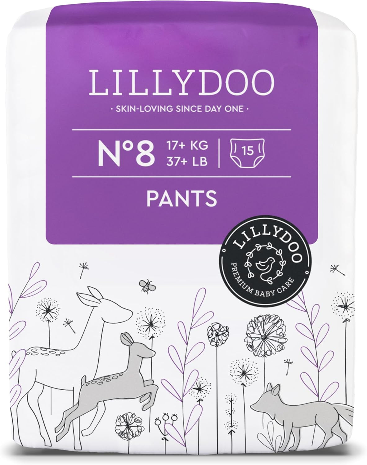 LILLYDOO Pantalons respectueux de la peau Taille 5 (12-17 kg) Boîte mensuelle (105 pièces)