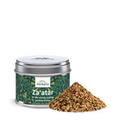 Herbaria Za'atar bio 25g S-Dose – Zaatar Gewürz, Zaatar Gewürz - oriental Organic-Gewürmischung für Gerichte der Levante Küche - with erlesenen Ingredient - in nachhaltiger Aromaschutz-Dose