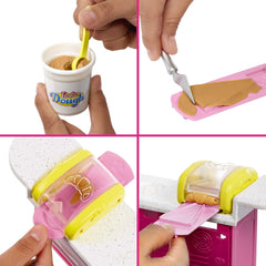 Poupée Barbie Malibu Roberts et ensemble de pâtisserie 18 pièces, comprenant de la pâte à modeler et des beignets, des croissants et des muffins, pour 3 ans et plus, HJY19