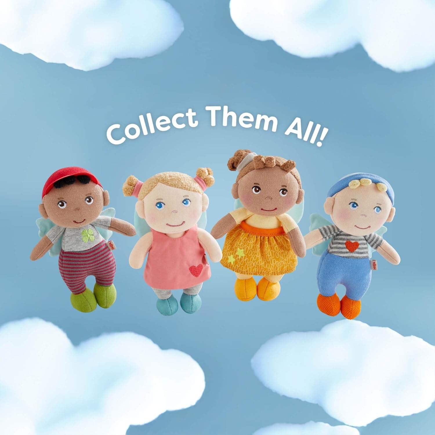 HABA Guardian Angel Lore - Poupée textile moelleuse (15 cm), cadeau de bienvenue parfait pour les bébés et les jeunes enfants - Lavable à 30 °C - 2011870001