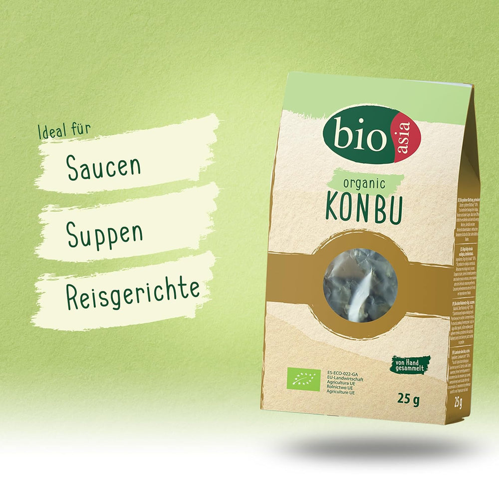 BIOASIA Bio Konbu, algues 100% naturelles, idéales pour l'aromatisation des aliments, des aliments et des aliments, 1 x 25 g