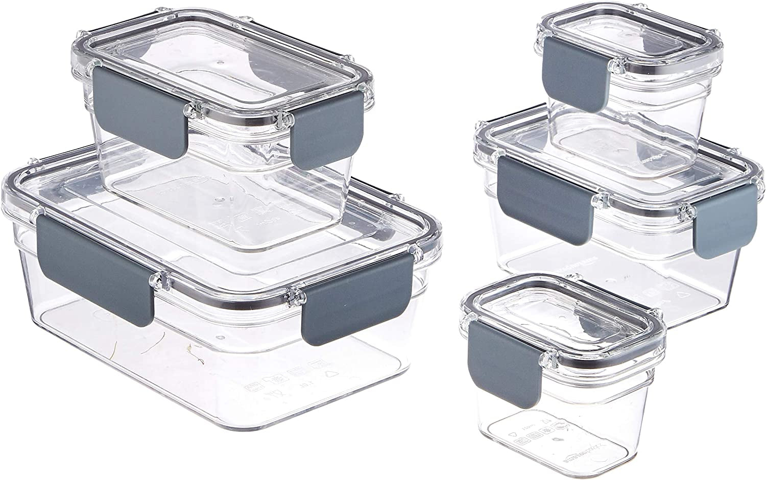Amazon Basics Boîte de conservation Tritan avec fermeture, paquet de 11, (11 boîtes + 11 couvercles), transparentes Boîtes de conservation des aliments Naty Shop Lot de 10