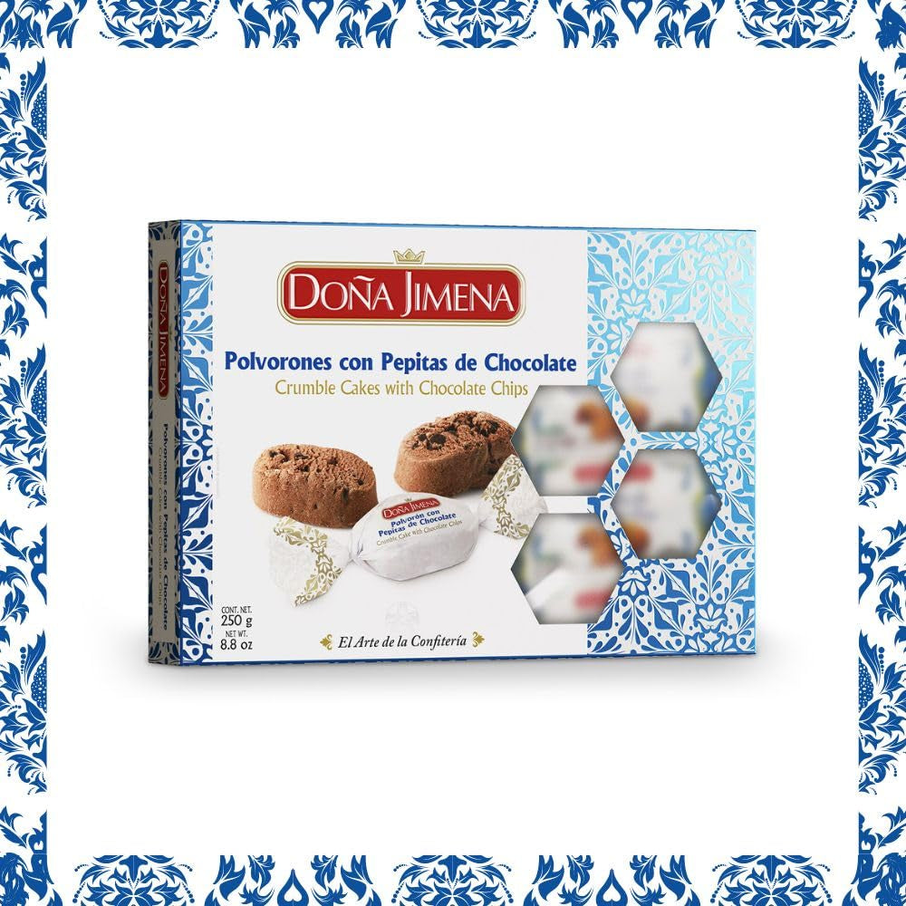 – Polvorones au Chocolat avec Pépites de Chocolat, Qualité Supérieure, Biscuits Typiques de Noël, Recette Artisanale, 250g (Pack de 2)