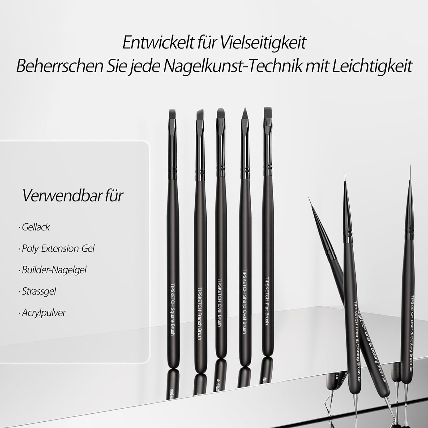 Nagel Pinsel 8 pièces Pinsel pour Gel Vernis, Nageldesign Gel Pinsel Dotting Painting Line Pen pour Nagelack Gel Acryl Nagel Pinsel Nailart Kit Acryl Pinsel Fineliner Nägel Selber Machen