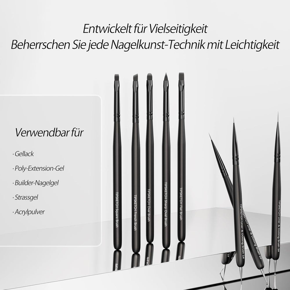 Nagel Pinsel 8 pièces Pinsel pour Gel Vernis, Nageldesign Gel Pinsel Dotting Painting Line Pen pour Nagelack Gel Acryl Nagel Pinsel Nailart Kit Acryl Pinsel Fineliner Nägel Selber Machen