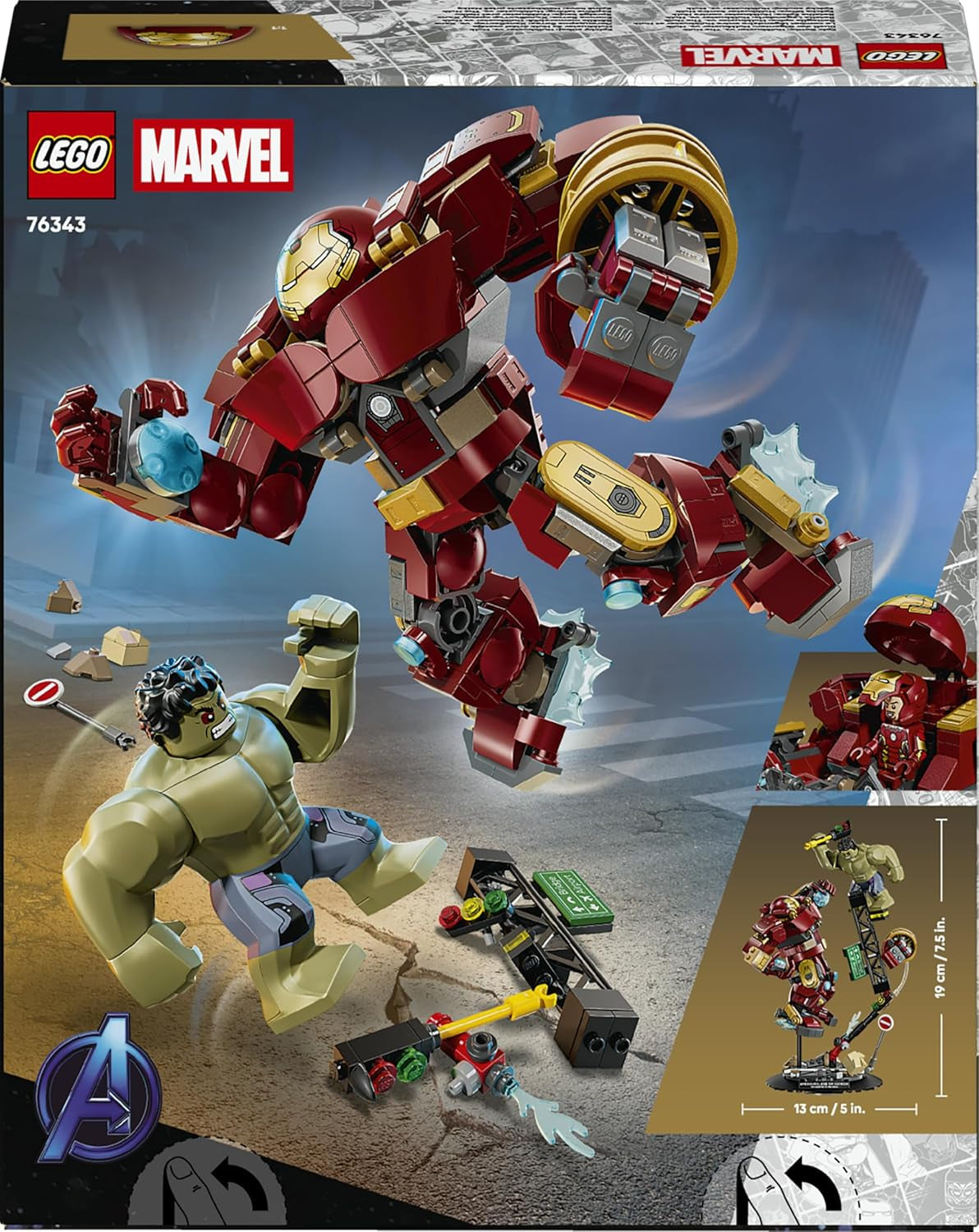 LEGO | Marvel Duell der Giganten: Hulkbuster vs. Hulk - Superhelden Spielzeug mit Actionfigur und 2 Minifiguren, darunter Iron Man - Avengers Geschenk für Jungen ab 9 Jahren, Mädchen und Fans - 76343