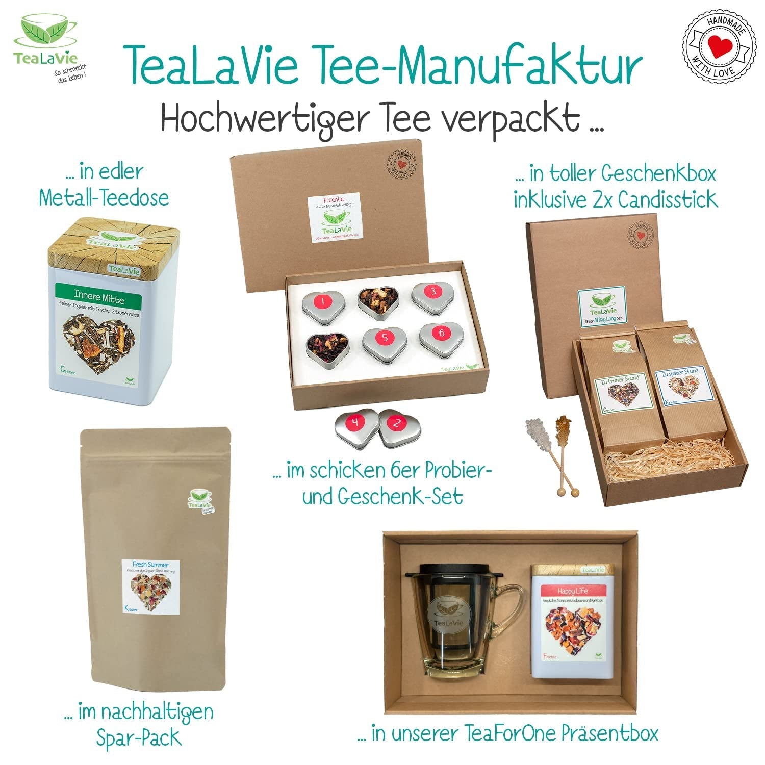 Tealavie Coffret cadeau de 6 thés aux fruits (60 g) Coffret d'échantillons Coffret cadeau de remerciement Idées cadeaux pour femmes collègues Fête des Mères 2024