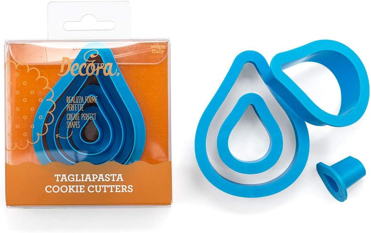 0255311 Jeu d'emporte-pièces avec goutte, 4 pièces 1,5-3,5-5,5-12 H2,2 cm, rose