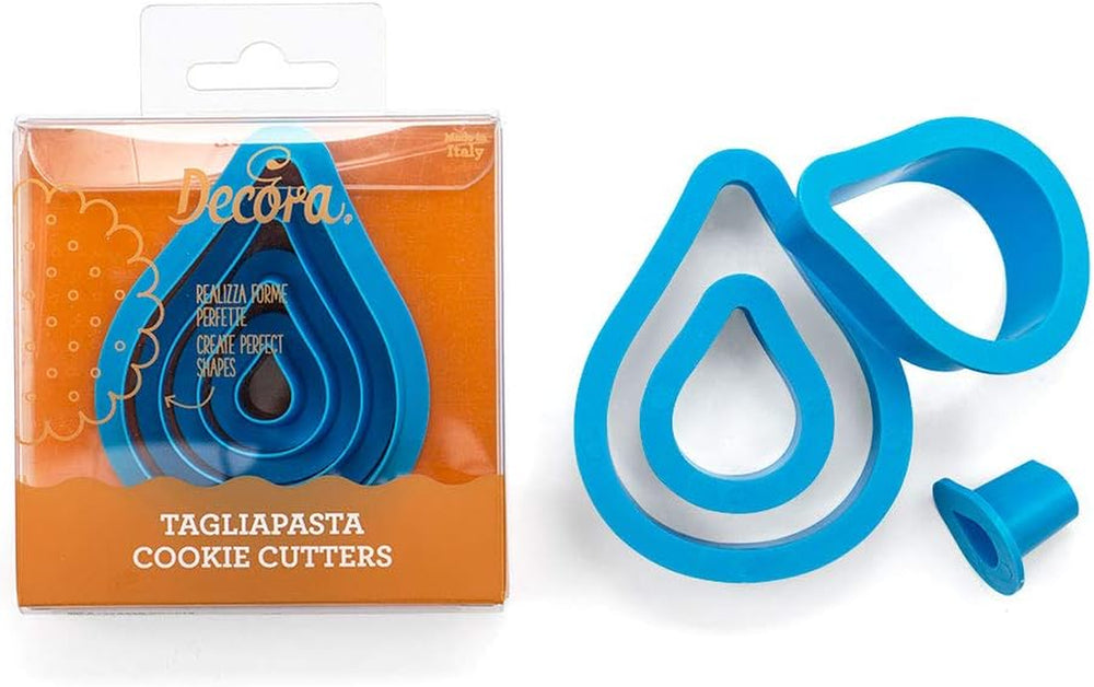 0255311 Jeu d'emporte-pièces avec goutte, 4 pièces 1,5-3,5-5,5-12 H2,2 cm, rose