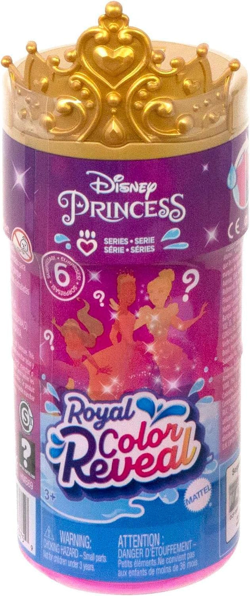 Disney Prinzessin-Spielzeug, Royal Color Reveal-Puppe mit 6 Überraschungen zum Auspacken, Freundschaft-Serie mit einer Figur aines Freundes, von den Disney-Films inspiré