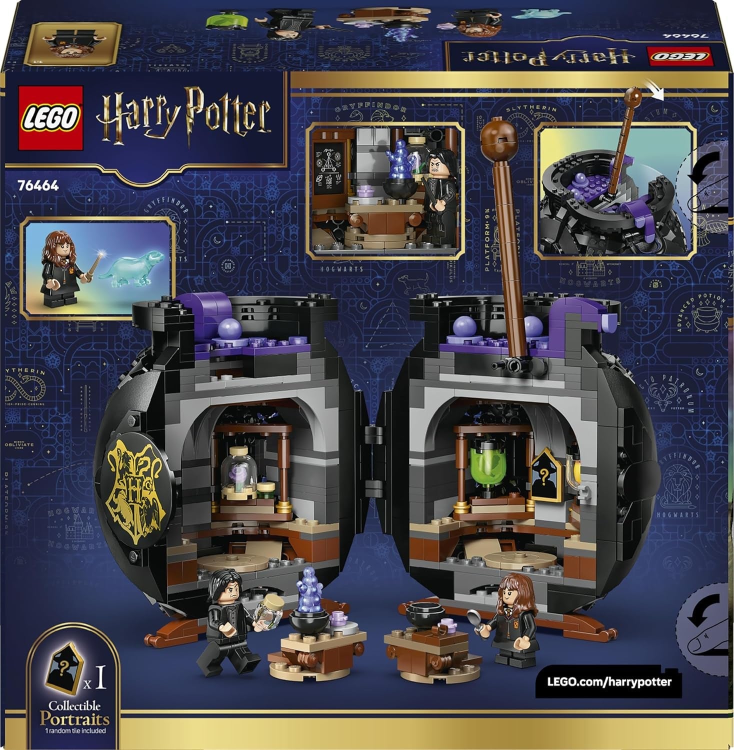 LEGO Harry Potter Kessel: Geheimes Klassenzimmer für Zaubertränke - DIY Set für Schreibtisch oder Schlafzimmer mit Patronus und Hermine und Snape Minifiguren - Geschenk für Kinder ab 10 Jahren - 76464
