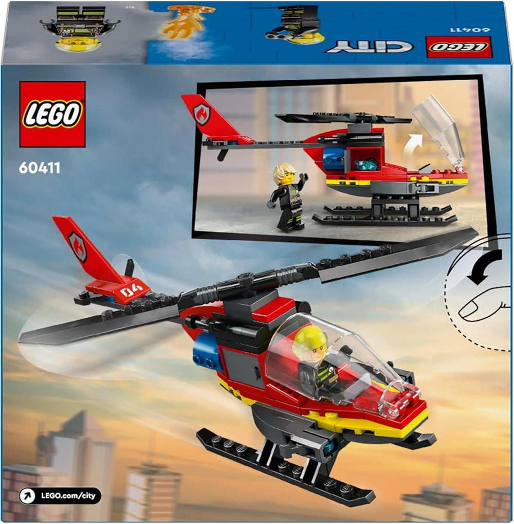 Hélicoptère des pompiers de LEGO City, ensemble de jouets d'hélicoptère et de figurines de pilote, hélicoptère de pompiers pour une expérience de jeu imaginative, cadeau pour les enfants, garçons et filles à partir de 5 ans 60411 Jeux de construction Besuche den LEGO-Store