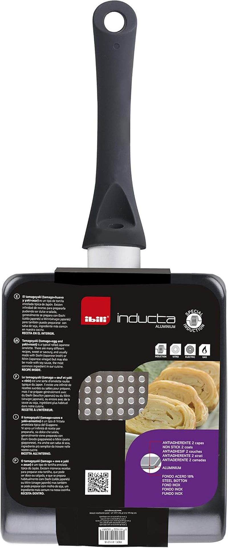 Poêle Tamagoyaki Inducta, aluminium, noir, 15X18 Cm Casseroles et poêles Naty Shop