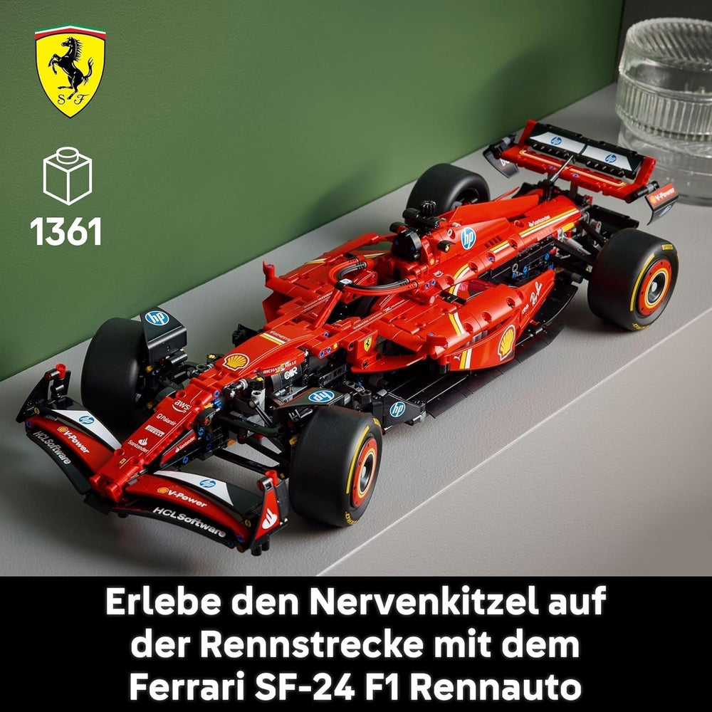 LEGO Technic Ferrari SF-24 F1 Race Car - Mașină model pentru adulți - Set Formula 1 de colecție - Motor V6, cutie de viteze, direcție și DRS la scara 1:8 - Cadou pentru fanii sporturilor cu motor și ai mașinilor de curse 42207 Seturi de constructie Besuche den LEGO-Store