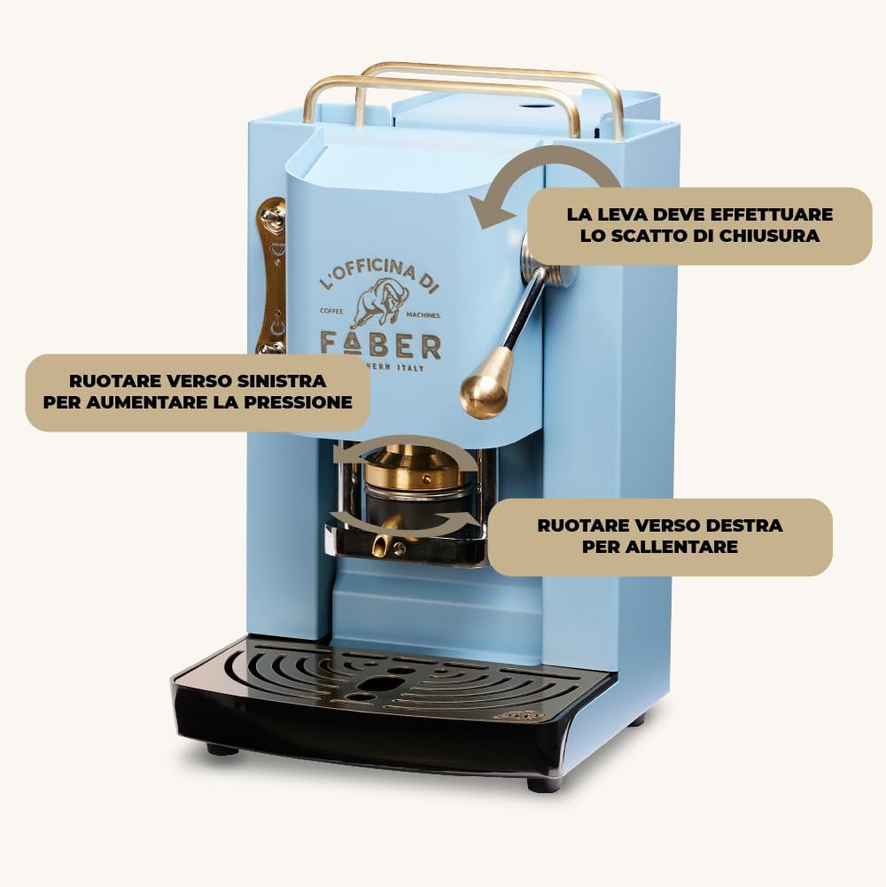 Machine à expresso Faber Pro Deluxe en laiton avec capsules en papier Ese 44 mm