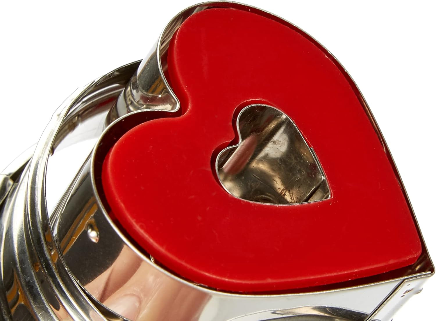 Städter 966353 Emporte-pièce éjecteur, forme cœur, acier inoxydable, diamètre 4,8 cm, argent/rouge, 4,8 x 4,8 x 4,8 cm