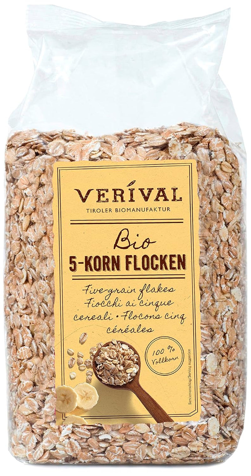 Flocons 5 grains Verival - bio, paquet de 6 (6 x 500 g)